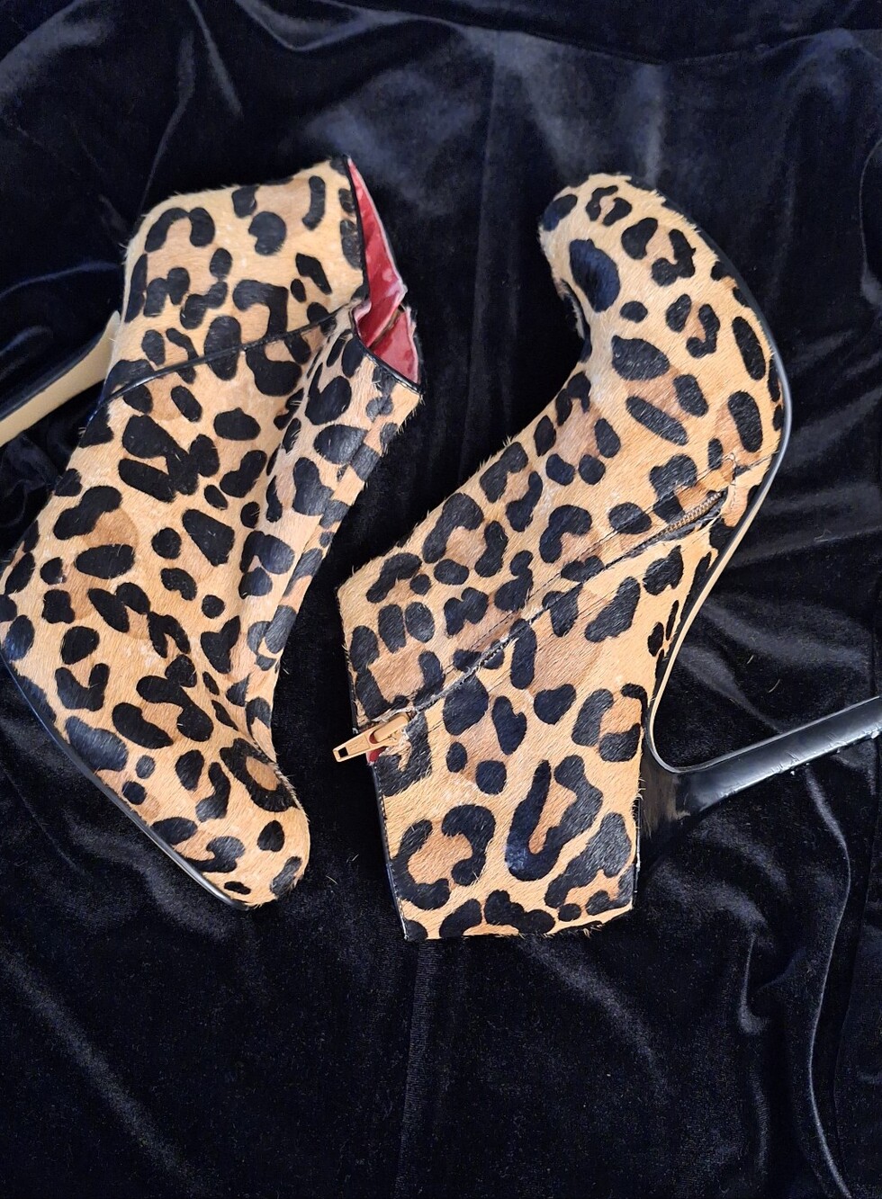 Leopard Print High Heel Ankle Booties - Women